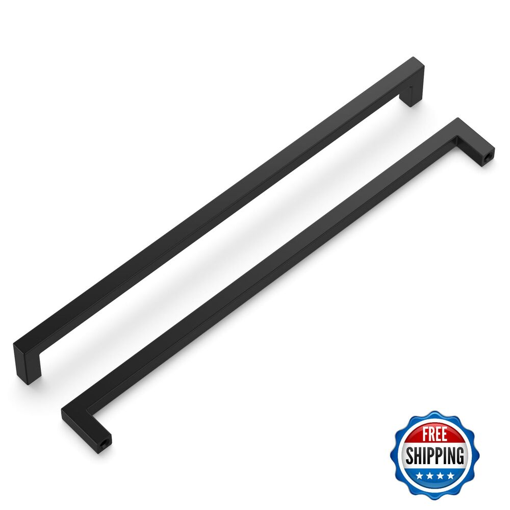 Hickory Hardware 5 Pack Solid Core Cabinet Pulls 12-inch Matte Black Handles